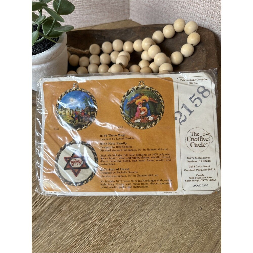 Vtg 1982 The Creative Circle Holy Family Embroidery Ornament Kit Nativity NIP